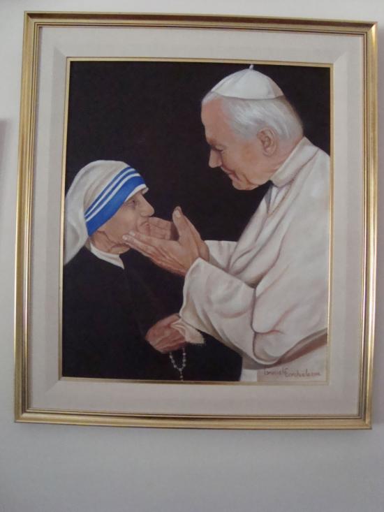 Obra: El encuentro. Óleo en madera texturada, 2008. Colección: Arte Sacro