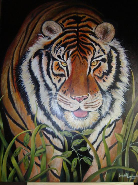 Obra: Gran Felino. Óleo en madera, 2006. Colección: Felinos