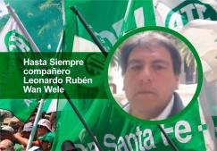 Pesar por el fallecimiento de Leonardo Rubén Wan Wele 
